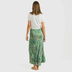 Falda midi viscosa bambula Patme Verde
