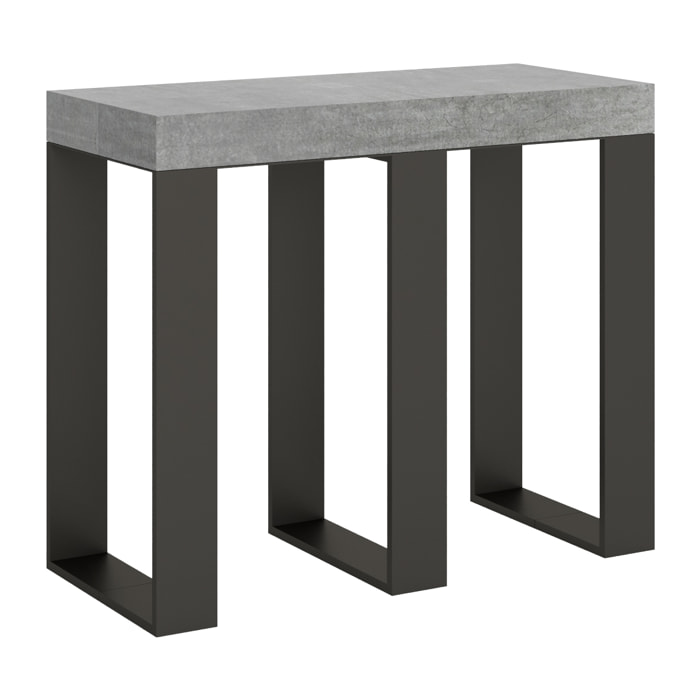 Console Sintesi Small Premium cm.90x40 (extensible à 196) Ciment cadre Anthracite