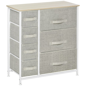 HOMCOM Cómoda con 7 Cajones de Tela Cajonera Armario de Almacenaje Multifuncional para Dormitorio Salón Pasillo 63,5x30x71 cm Gris