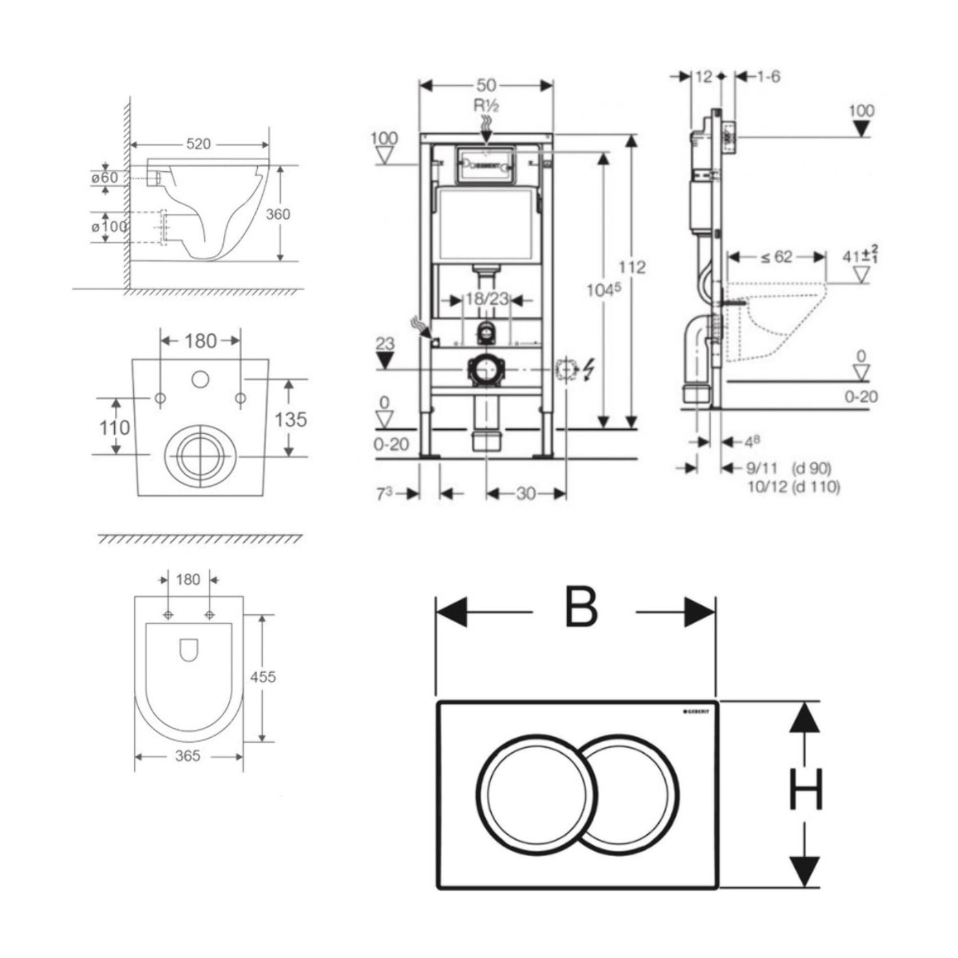 Pack bâti-support Geberit + WC suspendu Swiss Aqua Technologies + Plaque de commande, blanc (FUSIONTQGEB1)