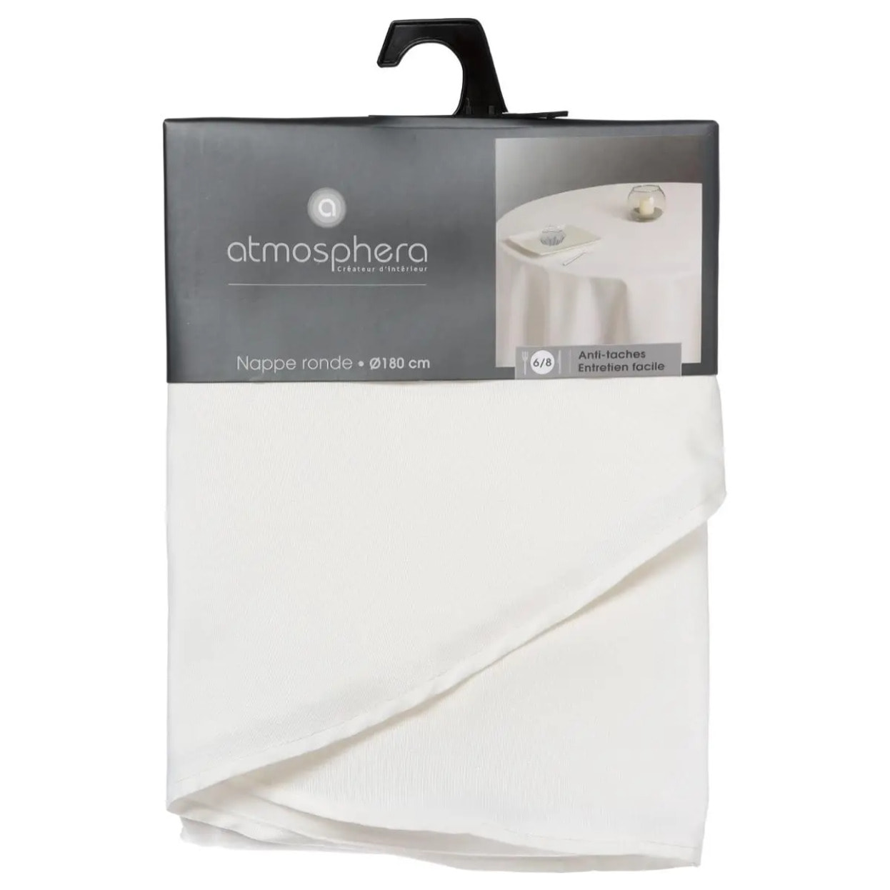 Nappe anti-tâche "Lallie" blanc ivoire D180cm