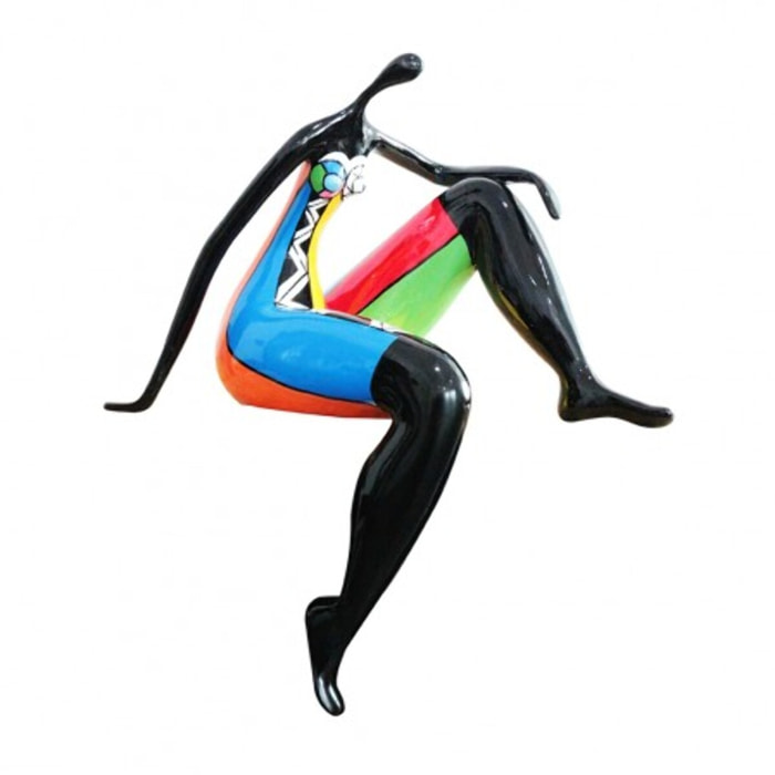 Statue femme assise multicolore en résine H70cm - DONNA