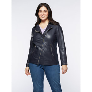 Fiorella Rubino - Giacca biker con zip obliqua - Blu