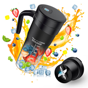 Batidora portátil HD-09 de 470 ml con potente motor de 240W, con batería recargable de 4000mAh.