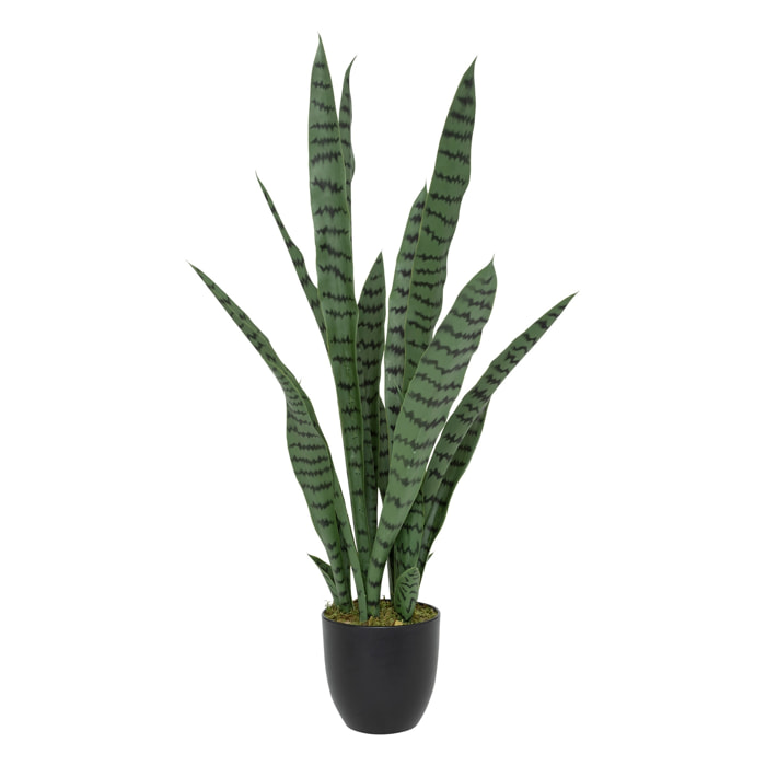Planta artificial Sansevieria Toby Macetero negro H90cm