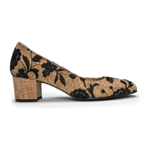 Lina Cork zapatos veganos de tacón medio -Altura del tacón 5 cm