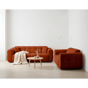 Ray - Ensemble de canapés droits 2+3 places tissu texturé - Rouille