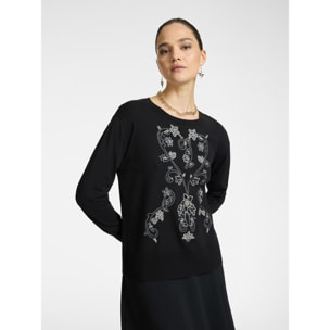 Elena Mirò - Camisa bordada - Negro