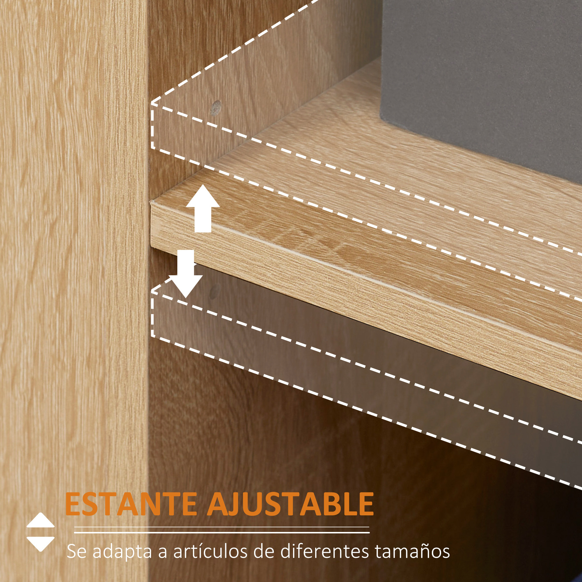 HOMCOM Aparador de Salón Moderno con 2 Puertas 1 Cajón y 3 Estantes Abiertos Mueble Auxiliar de Almacenaje para Cocina Dormitorio Entrada Antivuelco 80x30x96,5 cm Natural