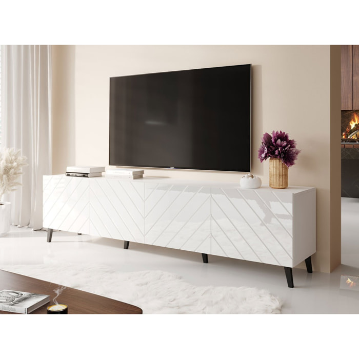 Chloe - meuble TV - 200 cm - style contemporain - Blanc