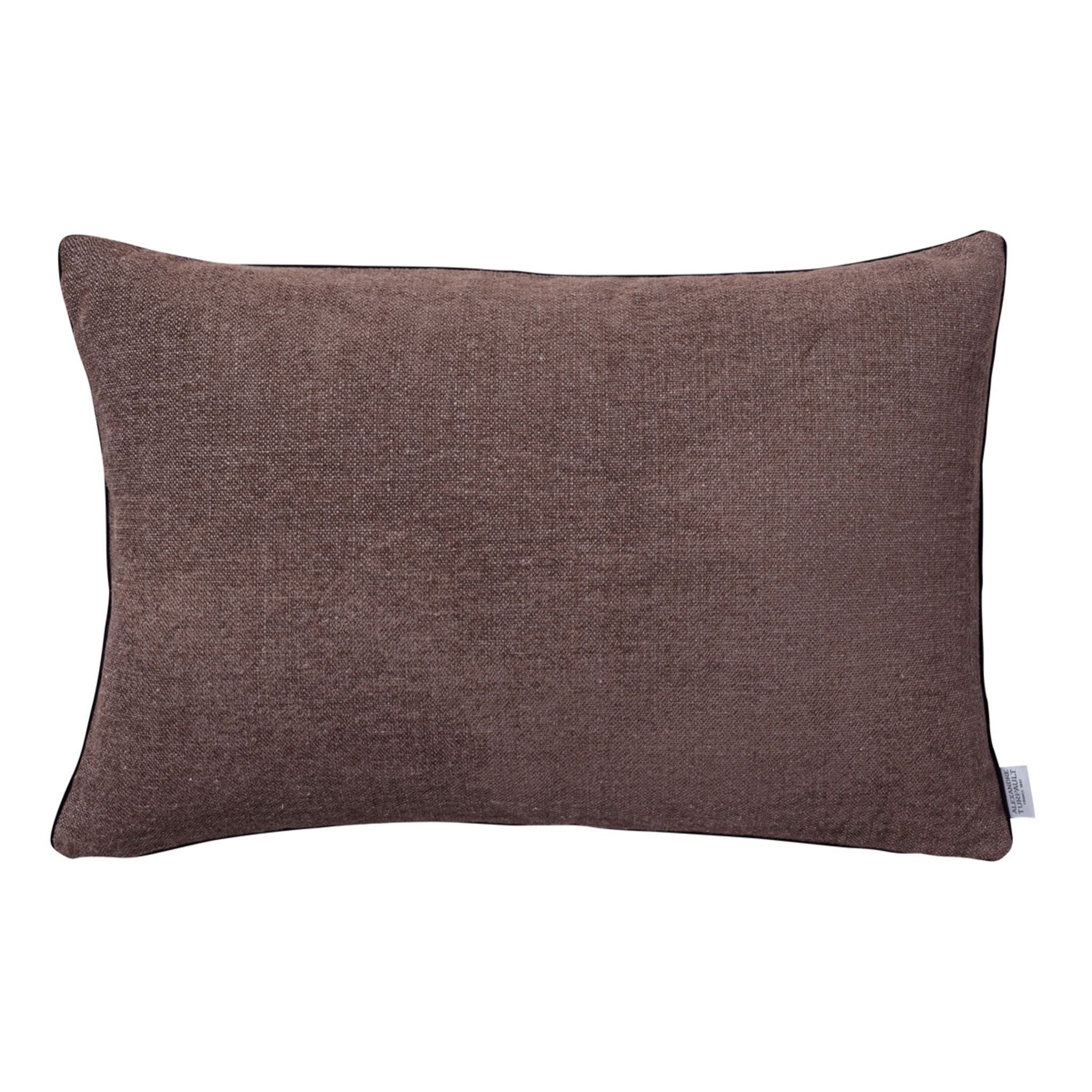 Housse de coussin unie en lin et velour, VOLTAIRE, Prune