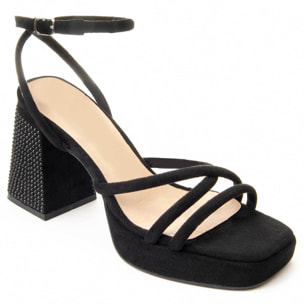 Sandalias de Tacón - Negro - Altura: 10 cm