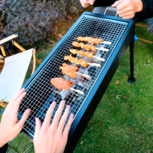 Barbacoa portátil de carbón CA-03 de estilo japonés con altura ajustable, 2 grill y 1 bandeja de hornear.