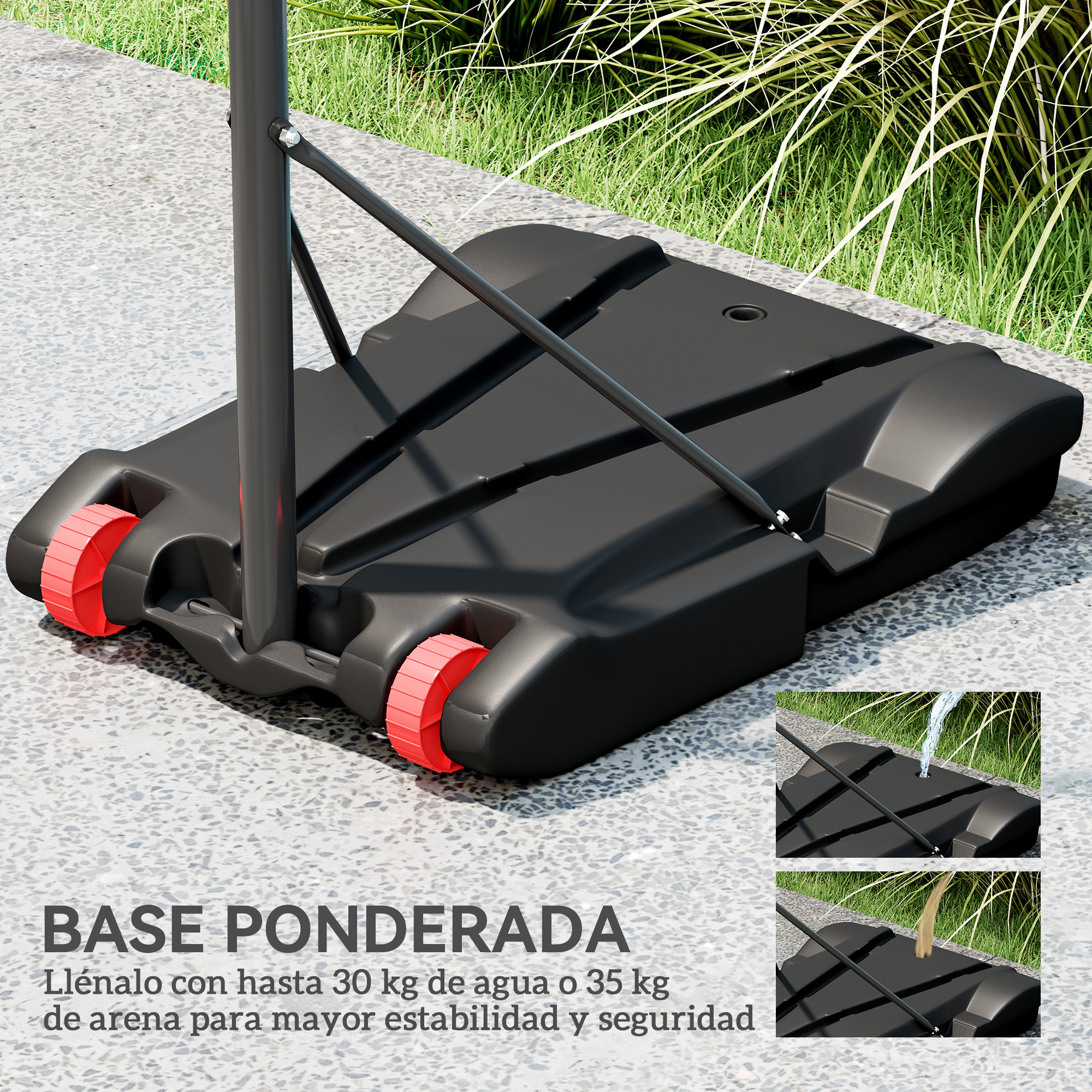 Canasta de Baloncesto para Exterior con Tablero de Dardos Aro de Baloncesto Portátil con Altura Ajustable 210-247 cm Ruedas Base Rellenable para Adolescentes y Adulto Negro