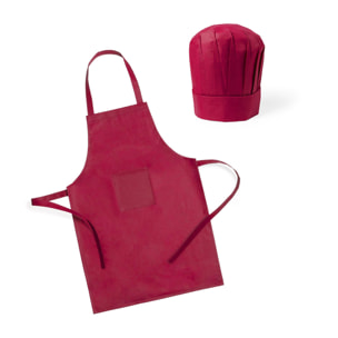 Legox, set infantil de delantal y gorro de cocina. Delantal con bolsillo frontal y cintas de ajuste.