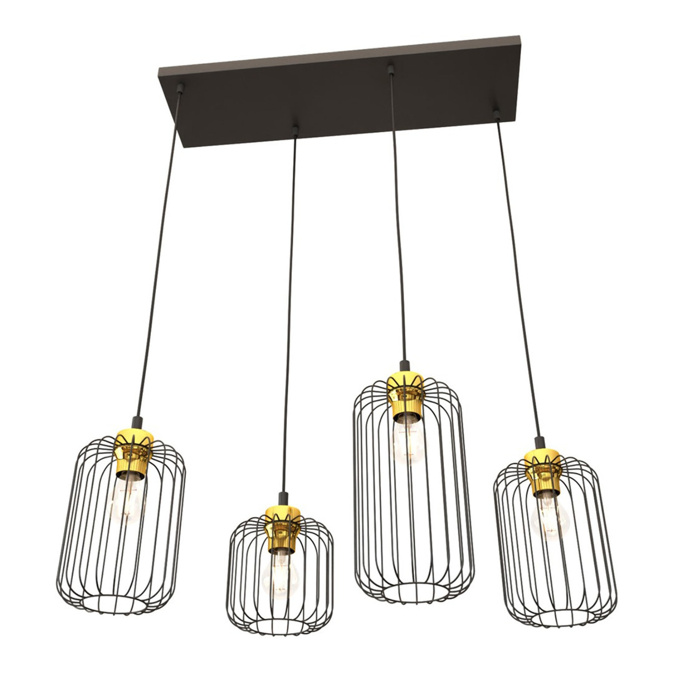 Lampada a sospensione Vander in acciaio nero e oro