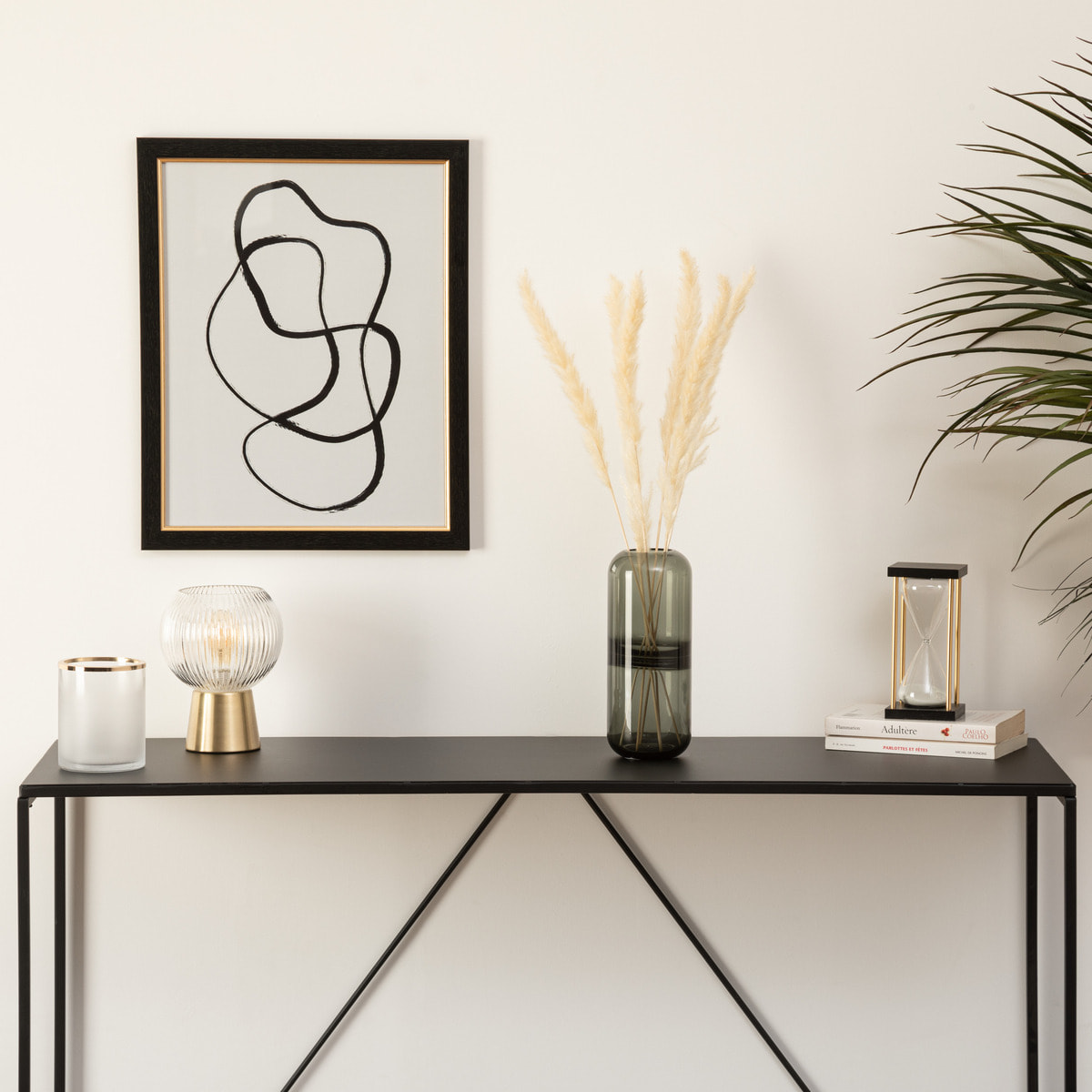 Vase bouteille "Line" - verre fumé H25 cm
