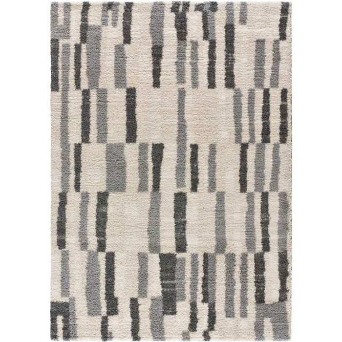 ENYA Alfombra étnica con relieve tipo shaggy plata, varias medidas disponibles.