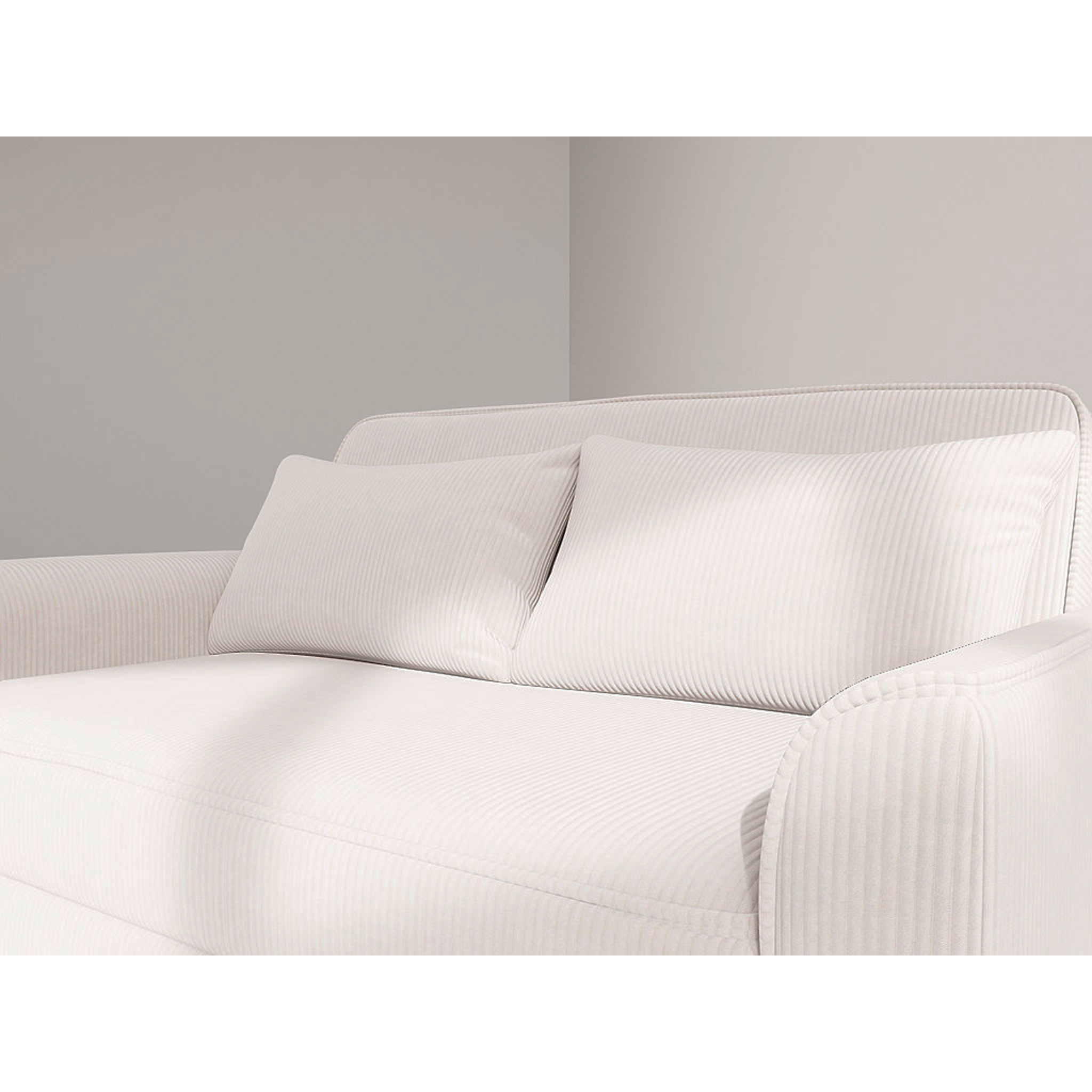 Ernest - Canapé droit 2 places convertible en velours côtelé - Beige