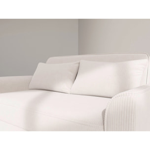 Ernest - Canapé droit 2 places convertible en velours côtelé - Beige
