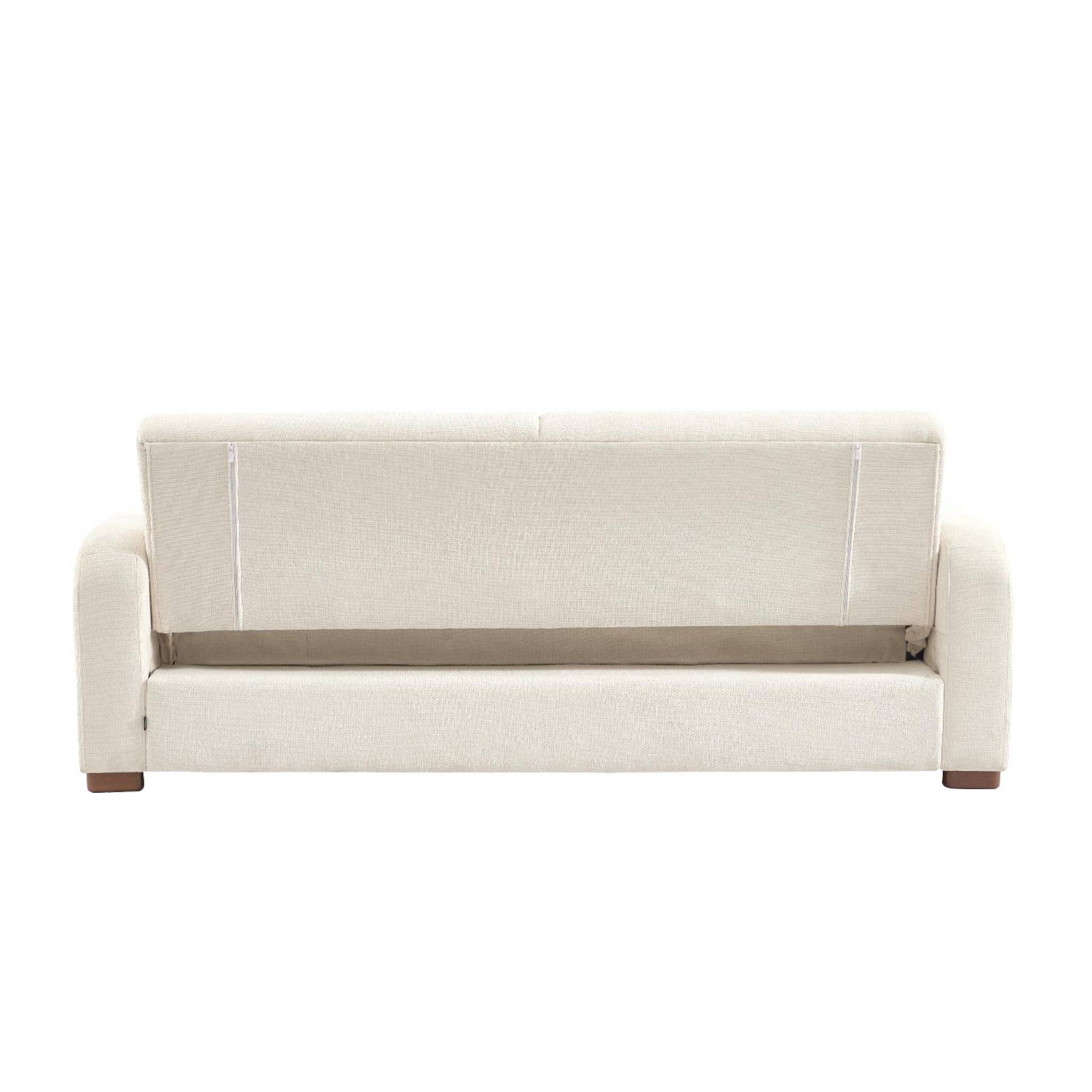 Canapé convertible 3 places tissu blanc cassé L 211 x P 92 x 85cm  - Dany