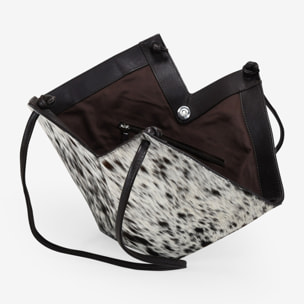 Bolso de hombro de piel con pelo de vaca