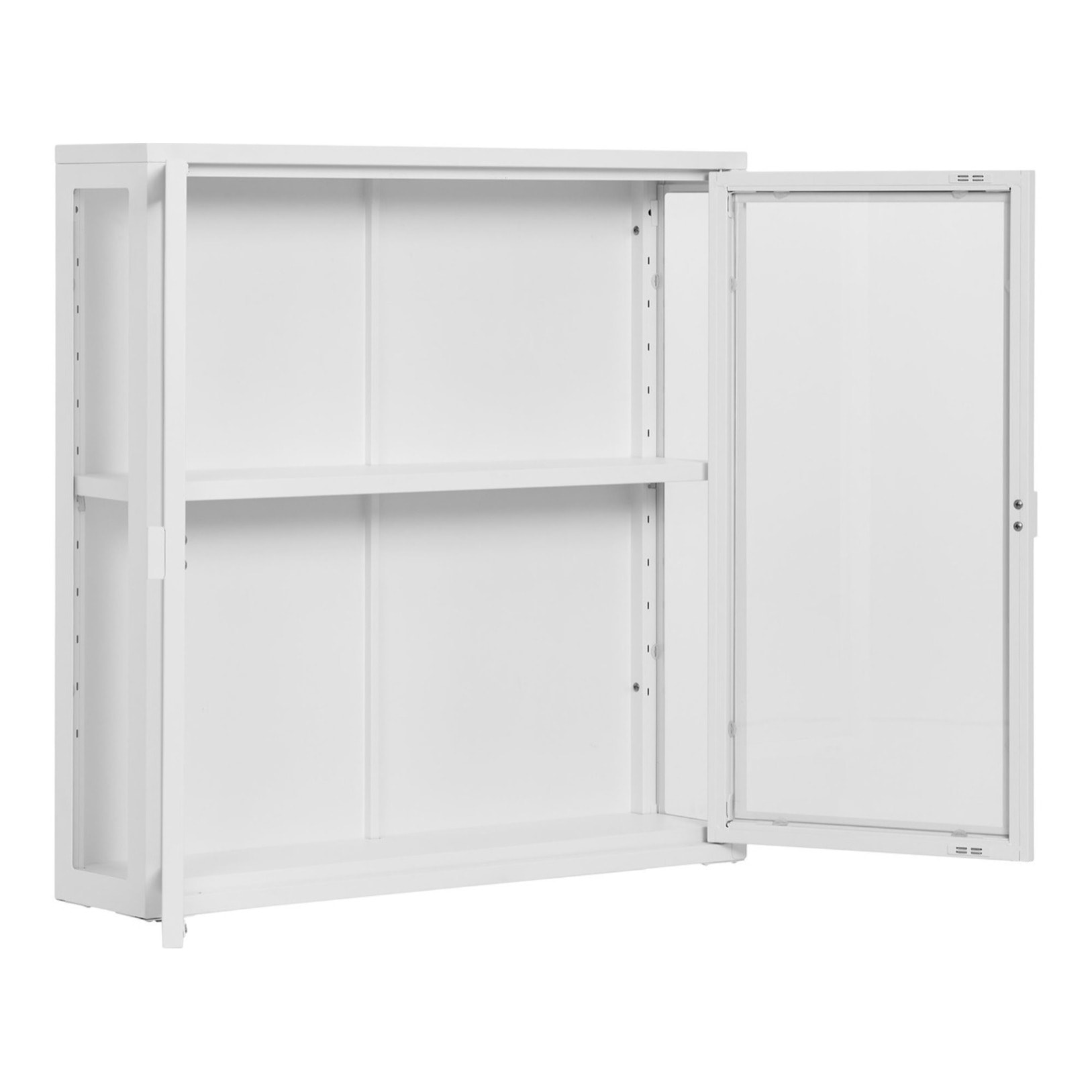 Vetrina Brisbane a muro con 2 ante in vetro, acciaio bianco 80×18×80 cm