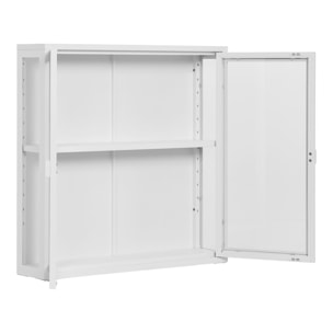 Vetrina Brisbane a muro con 2 ante in vetro, acciaio bianco 80×18×80 cm