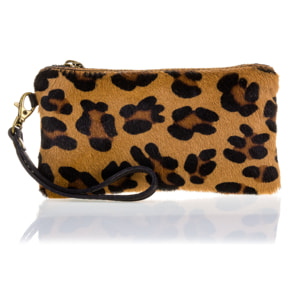 Mattarello Bolso de mano Mujer.Piel auténtica Cavallino Leopardo Grande Dollaro