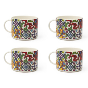 Set de 4 Tasses Jumbo Excelsa – Lisbona, New Bone China Multicolore