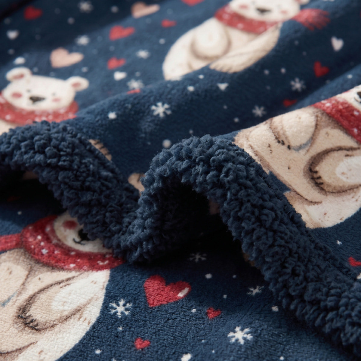 Plaid fantasia orsetti in poliestere - Blu