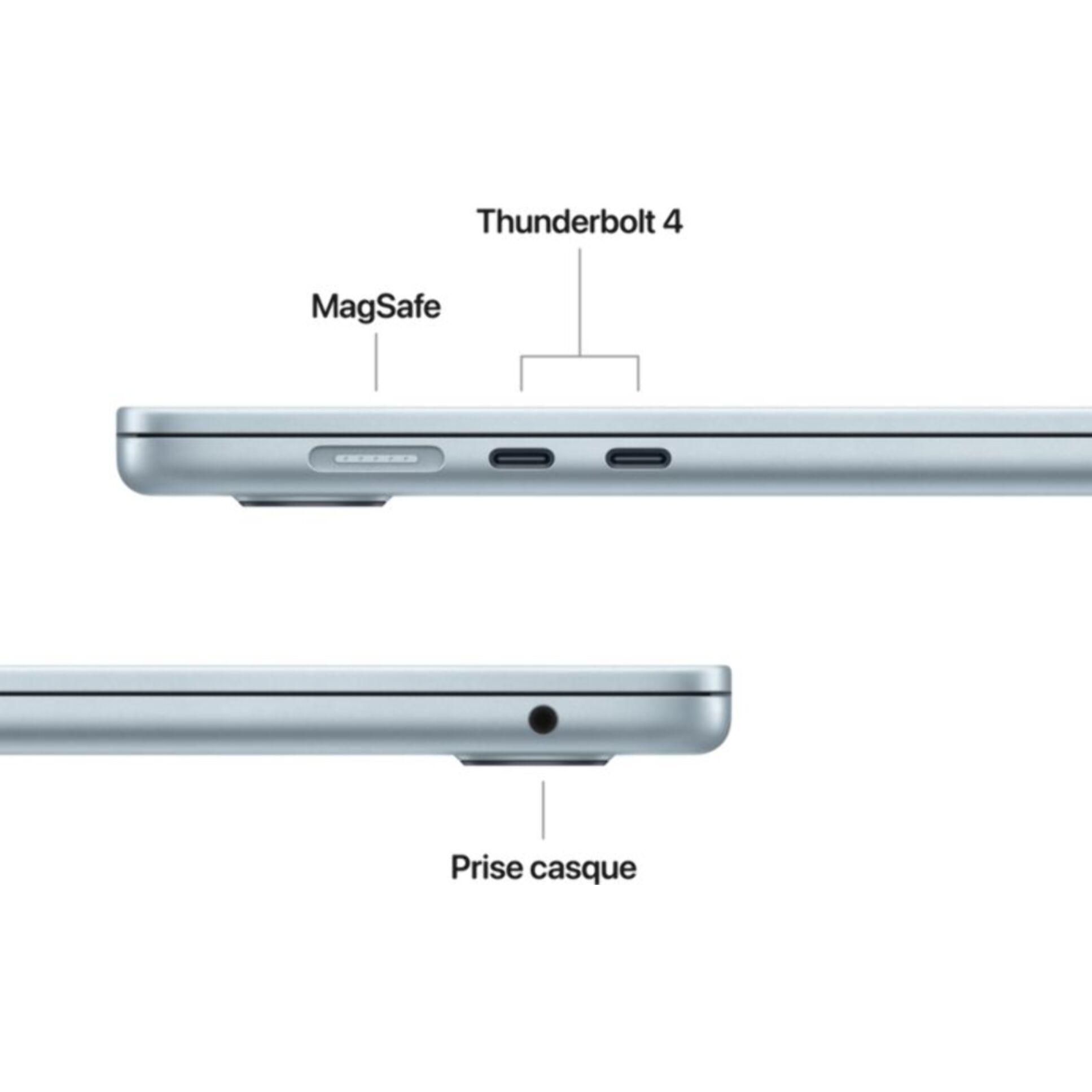 Ordinateur Apple MACBOOK Air 15" Puce M5 CPU 10 / GPU 10 coeurs Mémoire RAM 16Go Stockage 1To SSD Bleu ciel