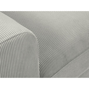Canapé d'angle droit convertible avec coffre de rangement "Kyoto" 4 places en velours côtelé gris clair