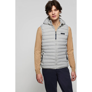 Gilet grigio ultraleggero con cappuccio e particolari Polo Club