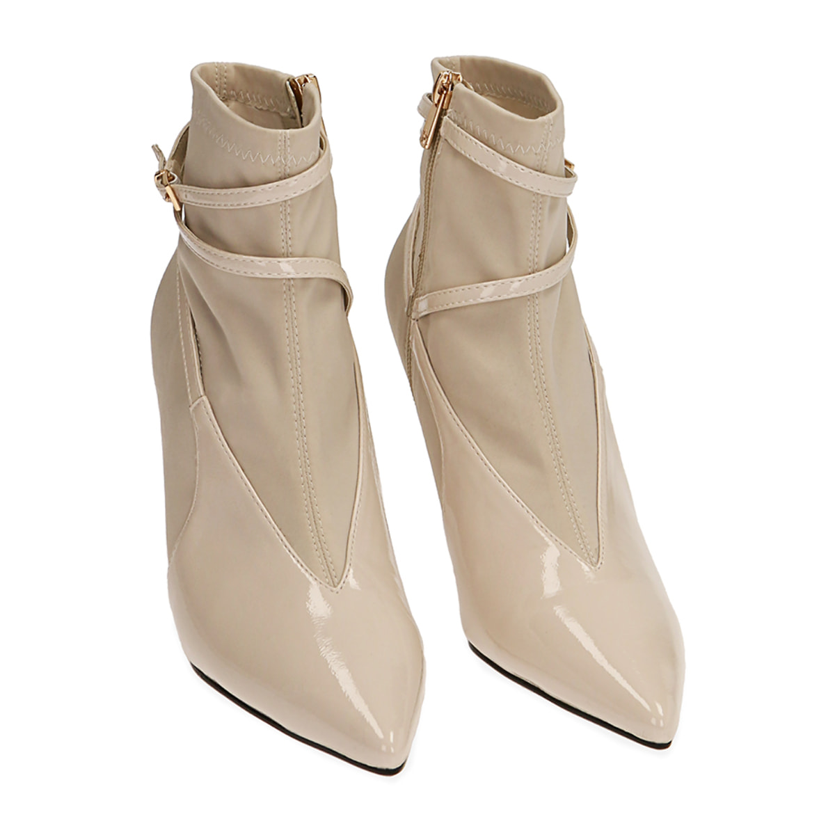 Ankle boots panna in tessuto, tacco 8,5 cm