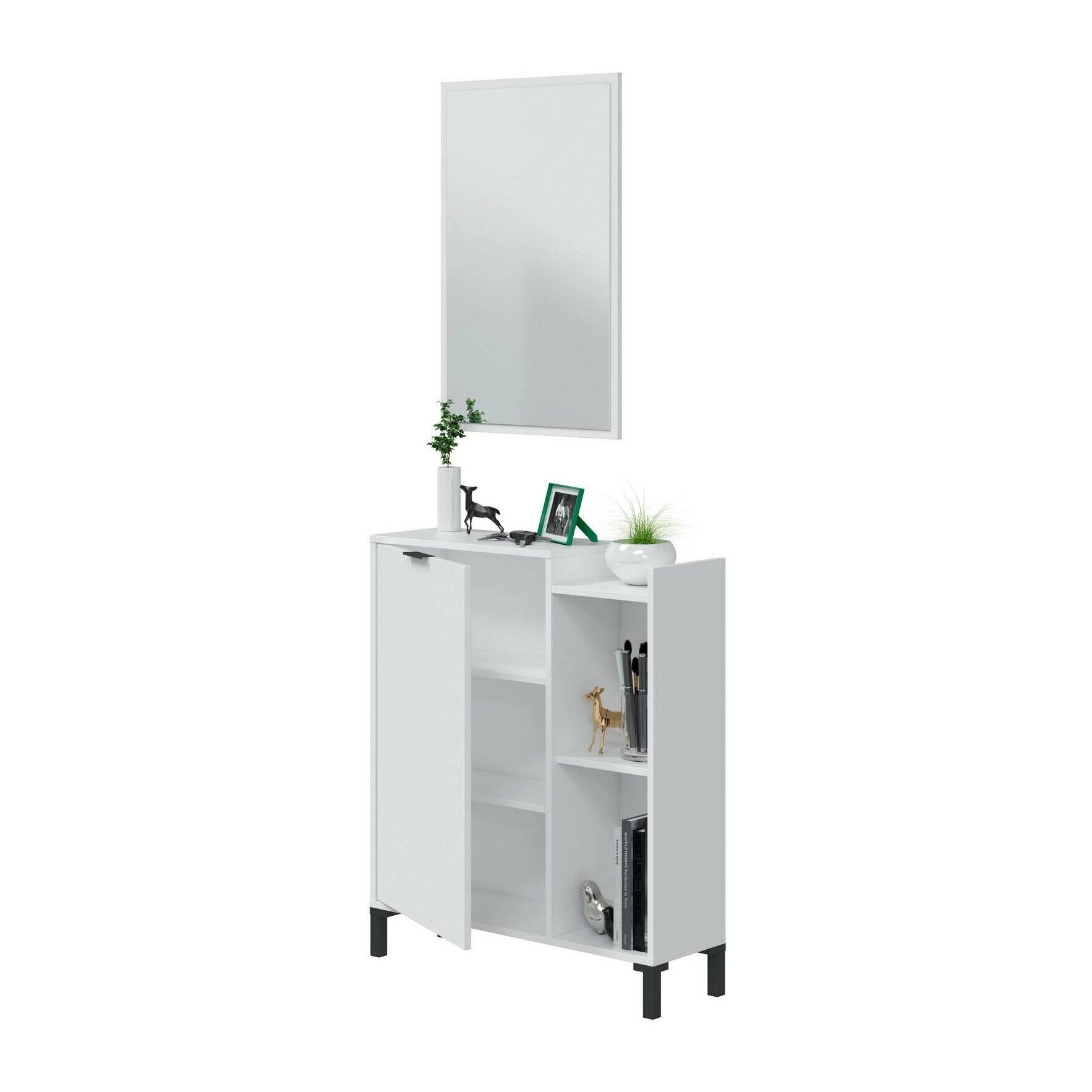 Mobile sottolavabo Argusto, Mobiletto da bagno, Contenitore porta lavabo, Armadio per lavandino, 77x24 h91 cm, Bianco