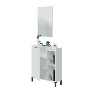 Mobile sottolavabo Argusto, Mobiletto da bagno, Contenitore porta lavabo, Armadio per lavandino, 77x24 h91 cm, Bianco