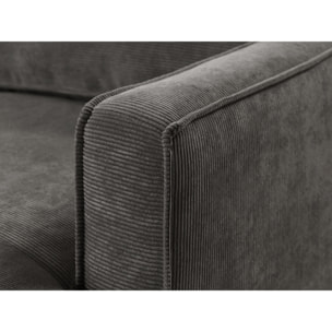 Jake - canapé panoramique d'angle gauche - convertible avec coffre - 7 places - en velours côtelé - Gris foncé