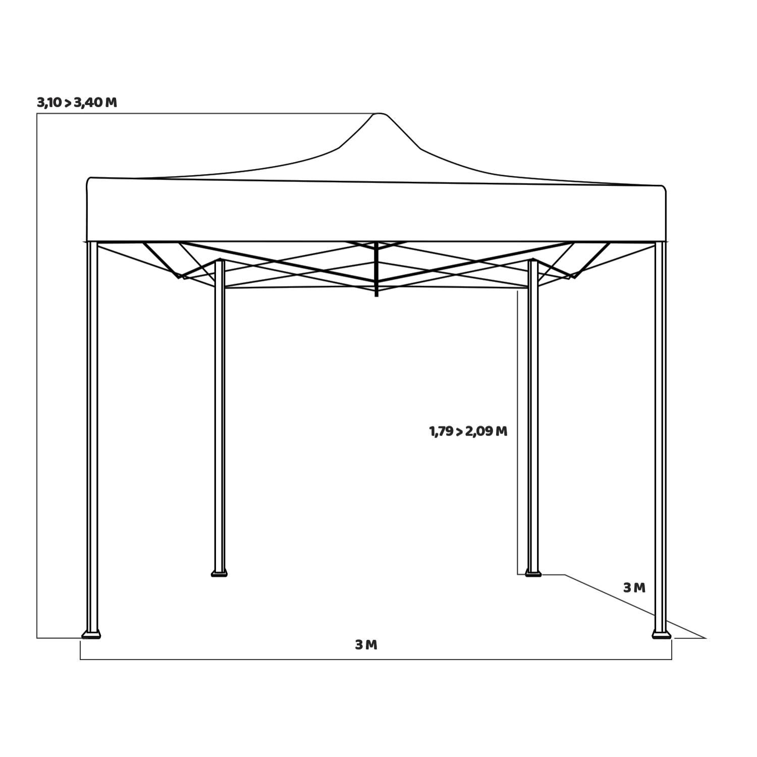 Tenda / Gazebo Per Giardino 3X3 Impermeabile Tendone Pieghevole Per Fiere E Mercati Colore Nero
