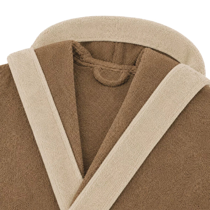 Peignoir a capuche pur coton 380 g/m² uni beige marron Club chocolat