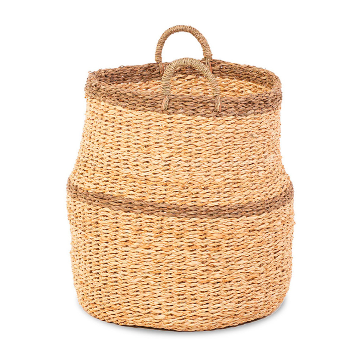 Panier jonc de mer naturel et brun