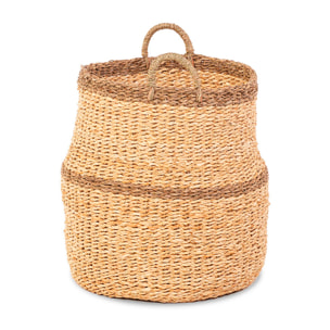 Panier jonc de mer naturel et brun