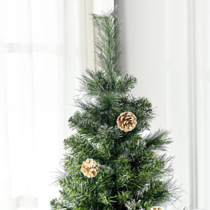 Sapin de Noël artificiel aspect enneigé Ø 65 x 180H cm 37 pommes de pin 618 branches épines imitation Nordmann grand réalisme