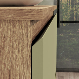 ENSEMBLE DE SALLE DE BAIN NIA | MEUBLE SUSPENDU | 90 CM VERT | DEUX TIROIRS |LAVABO SUR PLAN | MIROIR NON INCLUS | MEUBLE MONTÉ | ALDAY