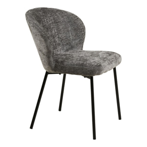 Set 2 sedie da pranzo Roanne in tessuto grigio gambe nere