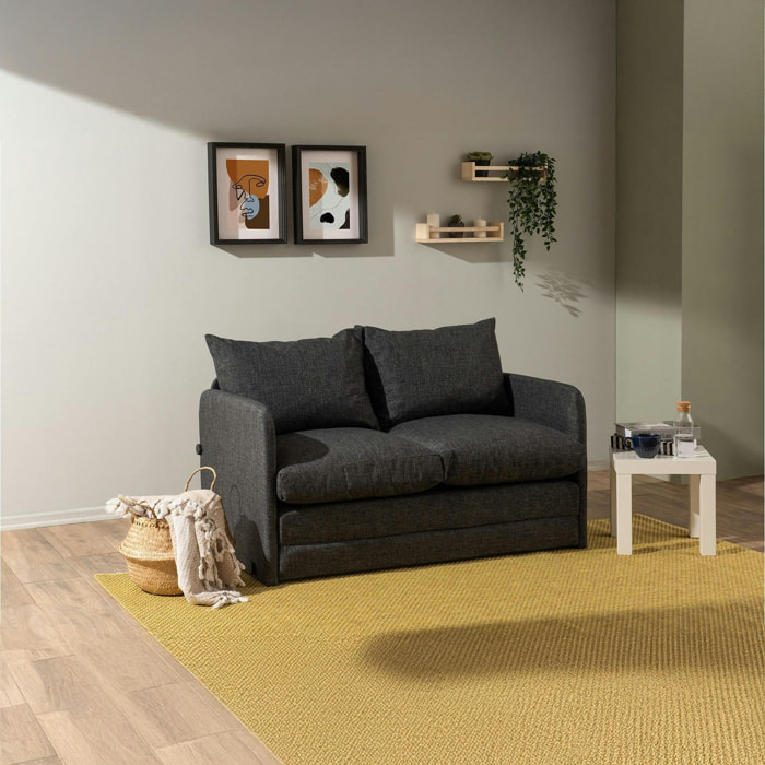 Canapé-lit d'appoint en lin gris foncé, 2 personnes ORURO