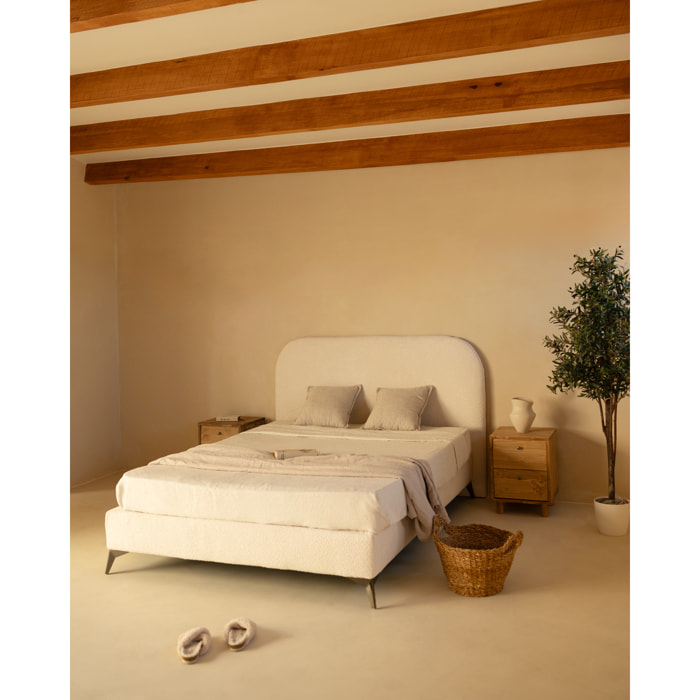Lit rembourré en boculé blanc pour les matelas en différentes tailles