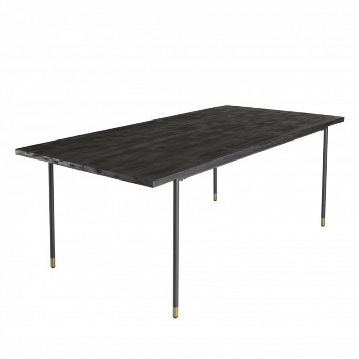 YANIS - Table à manger rectangulaire noire 200x100cm 6 personnes pin vieilli