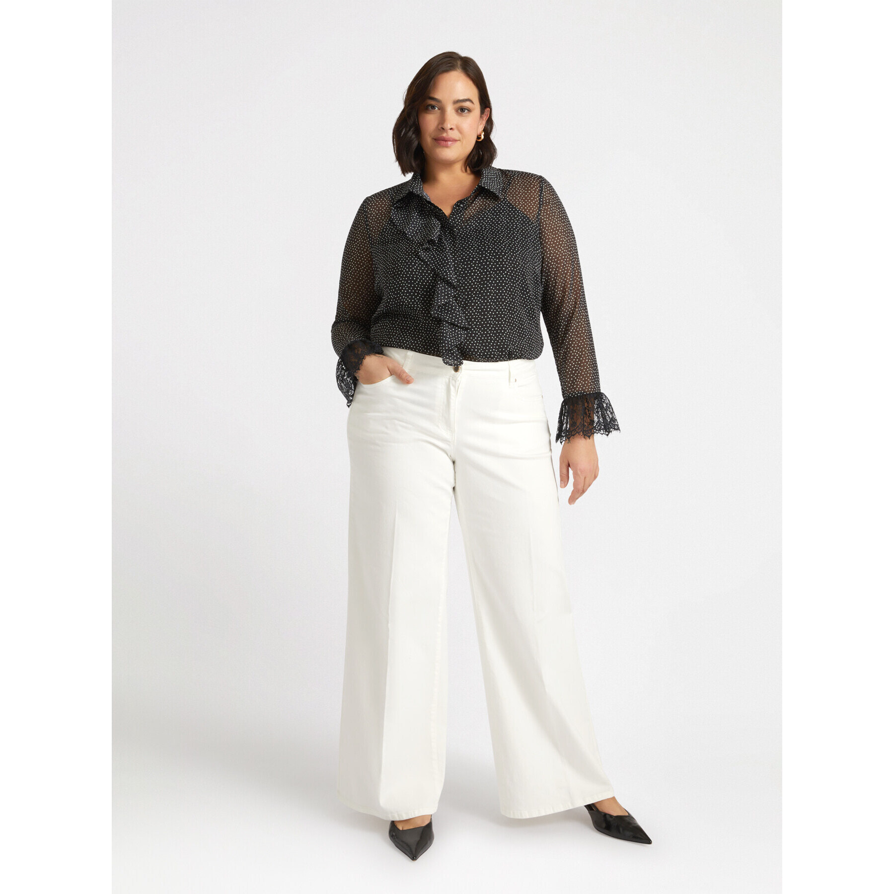 Fiorella Rubino - Camisa de lunares con volantes - Negro