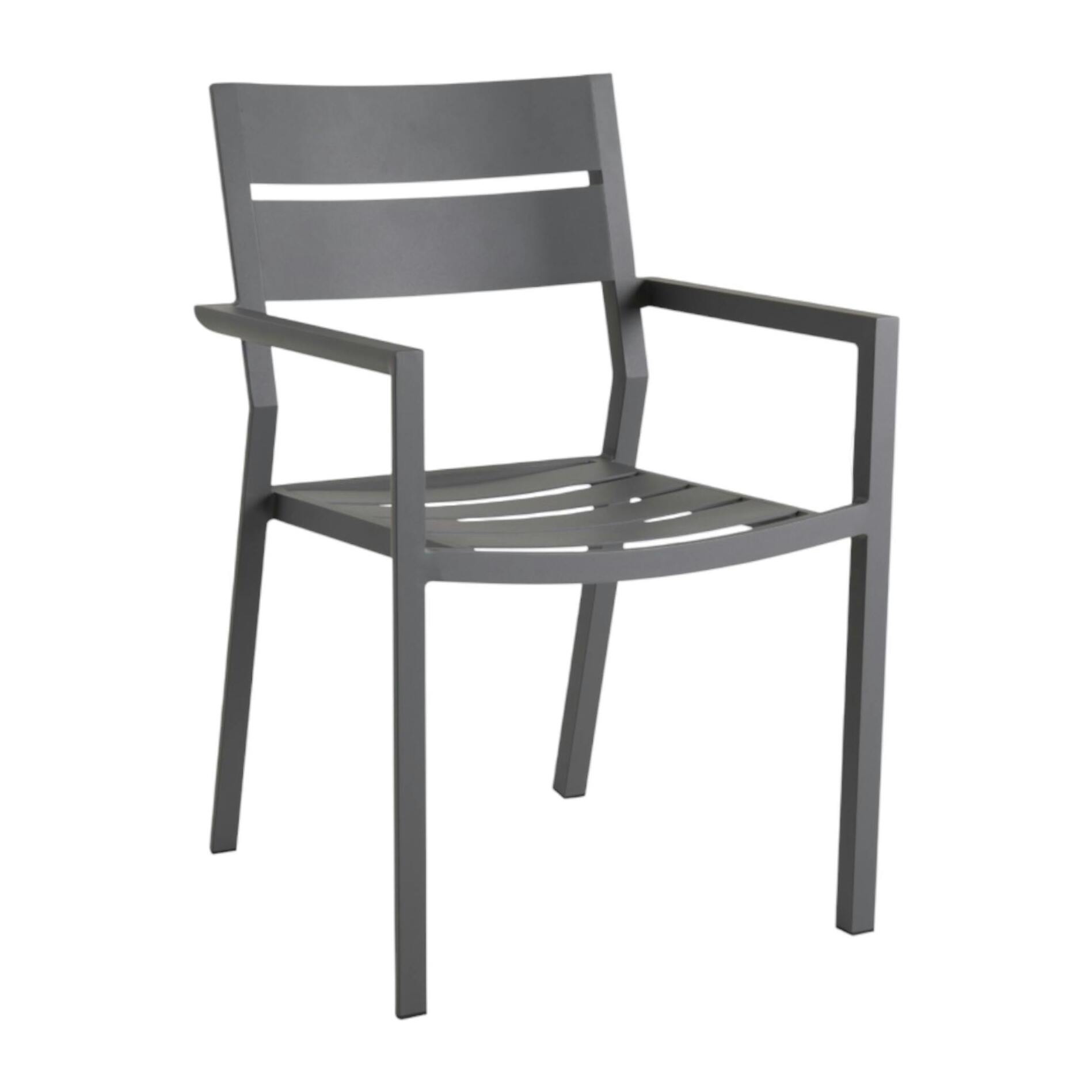 Chaise de jardin avec accoudoirs en aluminium gris ardoise (lot de 2) STOCKHOLM